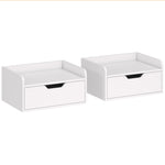 Lot de 2 tables de chevet murales tables de nuit suspendues tiroir plateau aspect bois dim. 40L x 30l x 19,5H cm