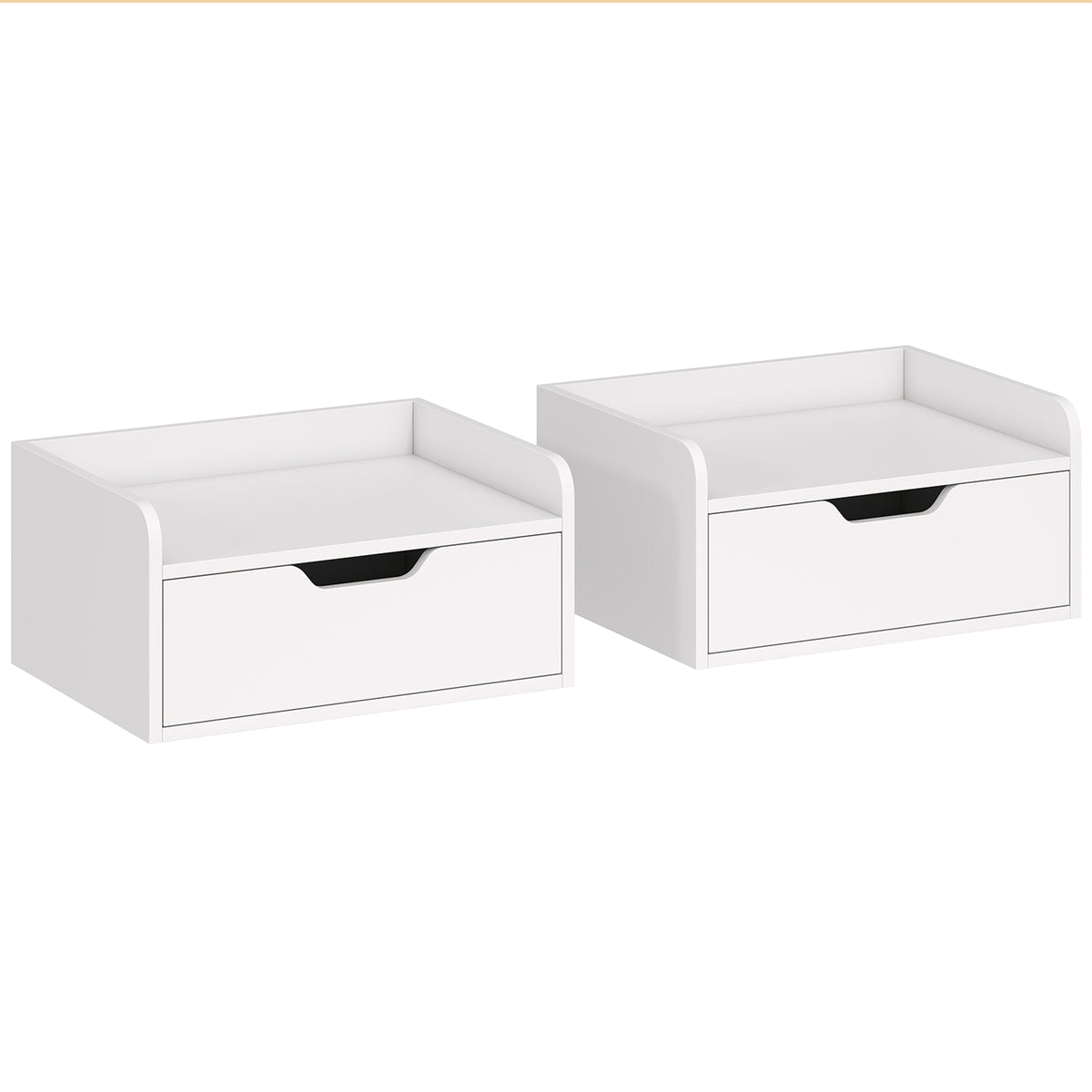 Lot de 2 tables de chevet murales tables de nuit suspendues tiroir plateau aspect bois dim. 40L x 30l x 19,5H cm