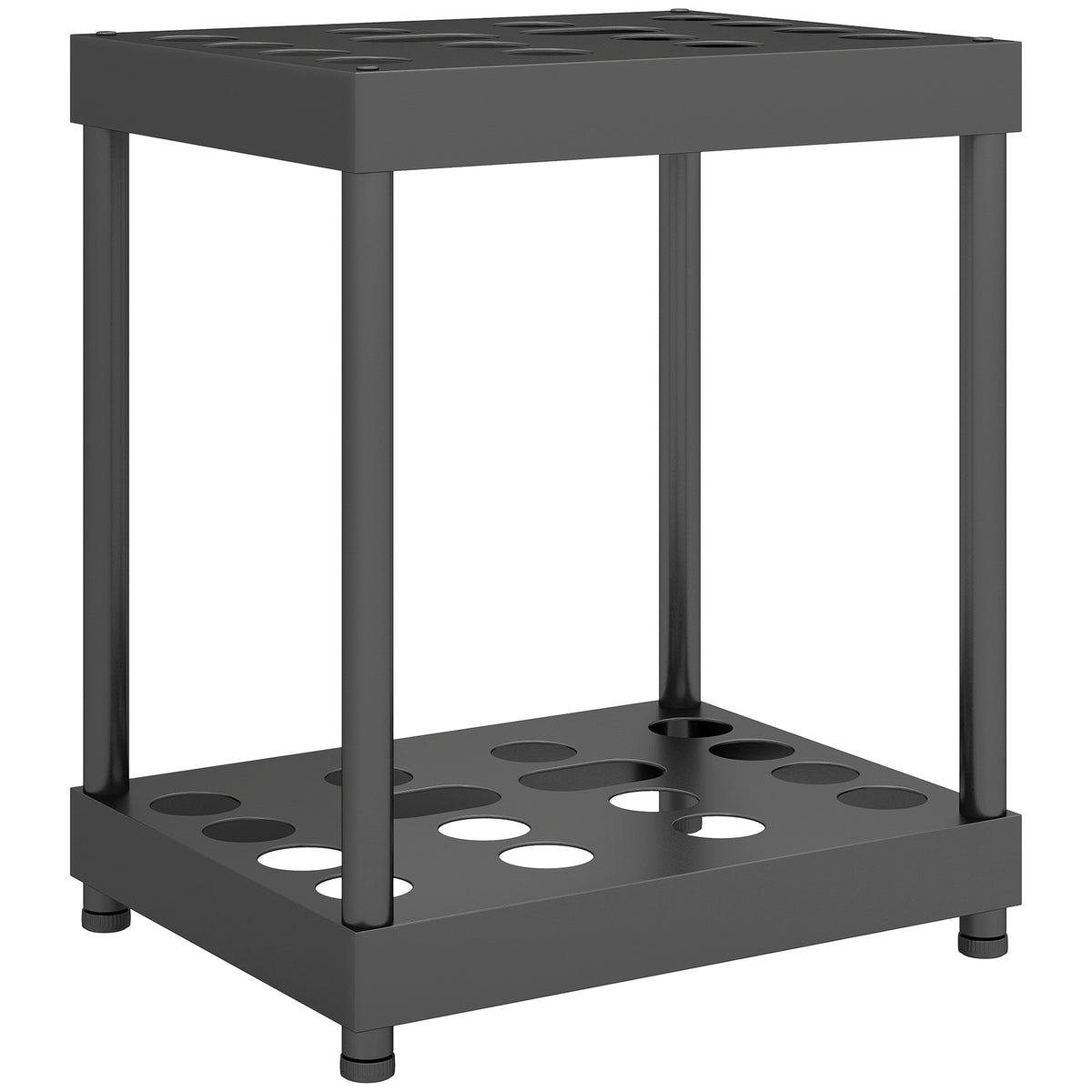 Organisateur d'outils de jardin, support à outils de jardin 16 compartiments à 2 niveaux 42 x 33 x 50 cm noir