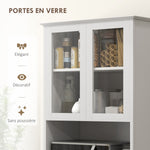 Buffet de cuisine meuble de rangement placard 2 portes 3 tiroirs et niche centrale dim. 68L x 38l x 172H cm MDF blanc