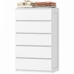 Commode 5 tiroirs meuble de rangement sans poignées design minimaliste 60 x 39 x 100 cm blanc
