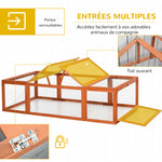 Clapier lapin extérieur cage cochon d'Inde toit ouvrable et portes verrouillables 180 x 90 x 48 cm jaune