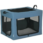 Sac de transport pliable pour animaux de compagnie avec poignée tissu en maille 69 x 51 x 51 cm bleu noir
