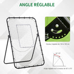 Filet de rebond de football ajustable hauteur angle réglables rebondeur pour football pliable cible sardines de fixation fournies 123 x 73 x 178,5 cm noir blanc