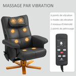 Fauteuil massant avec repose-pied, dossier inclinable jusqu'à 135°, coffre de rangement, télécommande