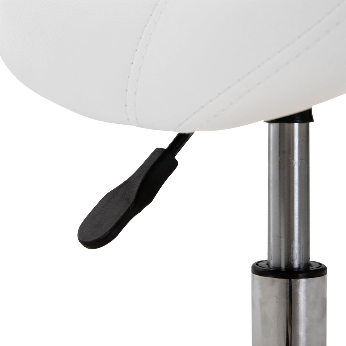 Tabouret à roulettes, tabouret de massage avec hauteur réglable 49-61 cm et selle ergonomique, chaise de travail à roulettes pivotant 360°, pour salon de massage tatouage clinique spa, blanc