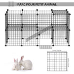 Cage parc clôture pour animaux domestiques enclos pour petits animaux 146 x 73 x 73 cm modulable 2 niveaux 36 panneaux bords arrondis fil en acier noir