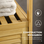 Meuble de rangement pour salle de bain en bambou 2 étagères et 1 placard avec porte 33 x 36,5 x 67 cm naturel