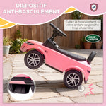 Porteur enfants voiture sous licence Land Rover, véhicule à pousser, klaxon, sons de moteur, rangement sous siège, rose