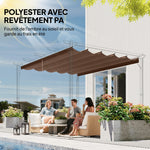 Toile de toit pour pergola tonnelle rétractable de 3 x 3 m - toile uniquement 250 x 255 cm café