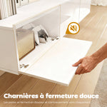 Meuble TV Suspendu 180 cm, Meuble télé pour téléviseur jusqu'à 82 Pouces 3 Portes Rabattables à Fermeture Douce, Blanc