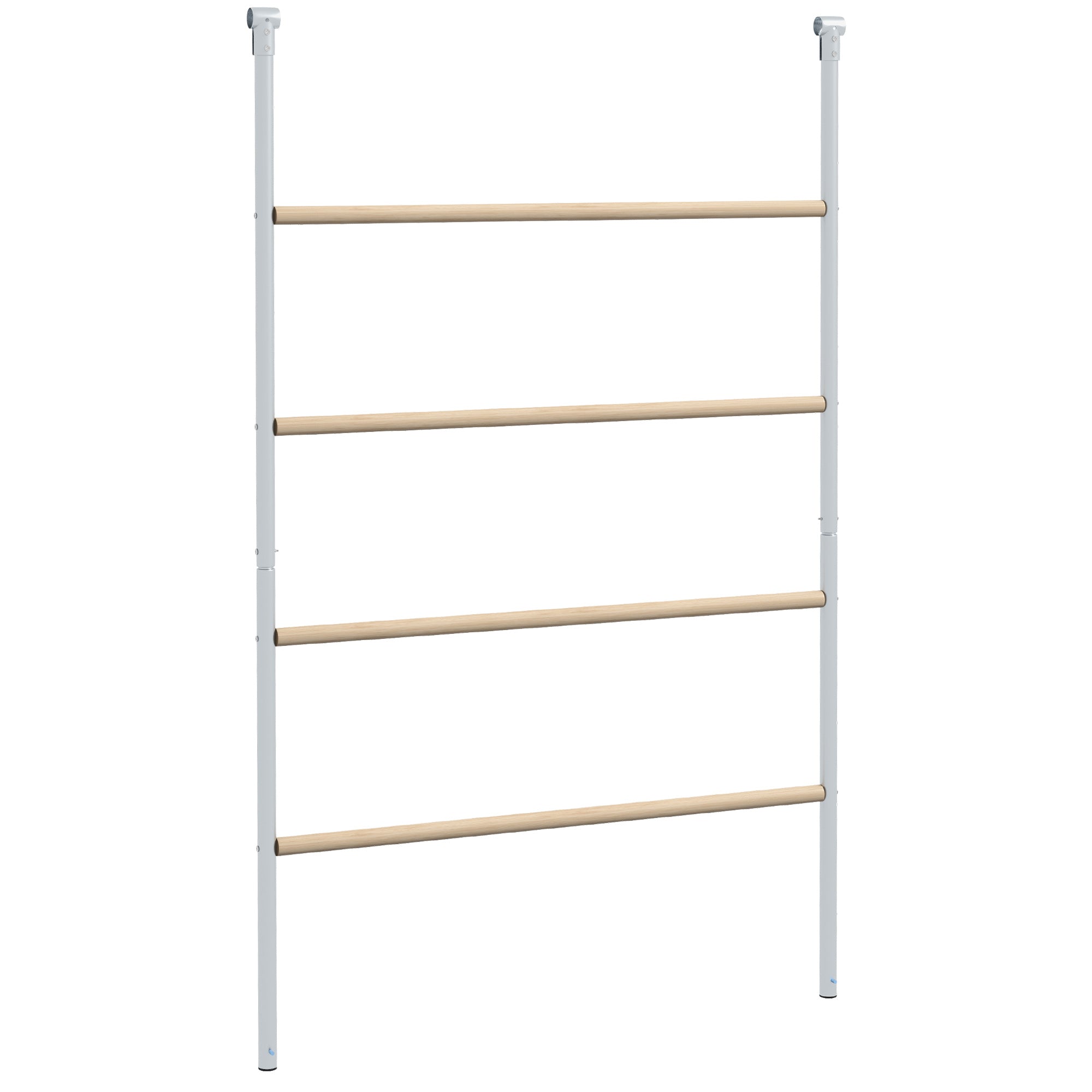 Grand perchoir échelle pour poules 4 niveaux avec barreaux en bois et structure métal 140 x 86 x 2,5 cm argent naturel