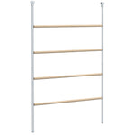 Grand perchoir échelle pour poules 4 niveaux avec barreaux en bois et structure métal 140 x 86 x 2,5 cm argent naturel