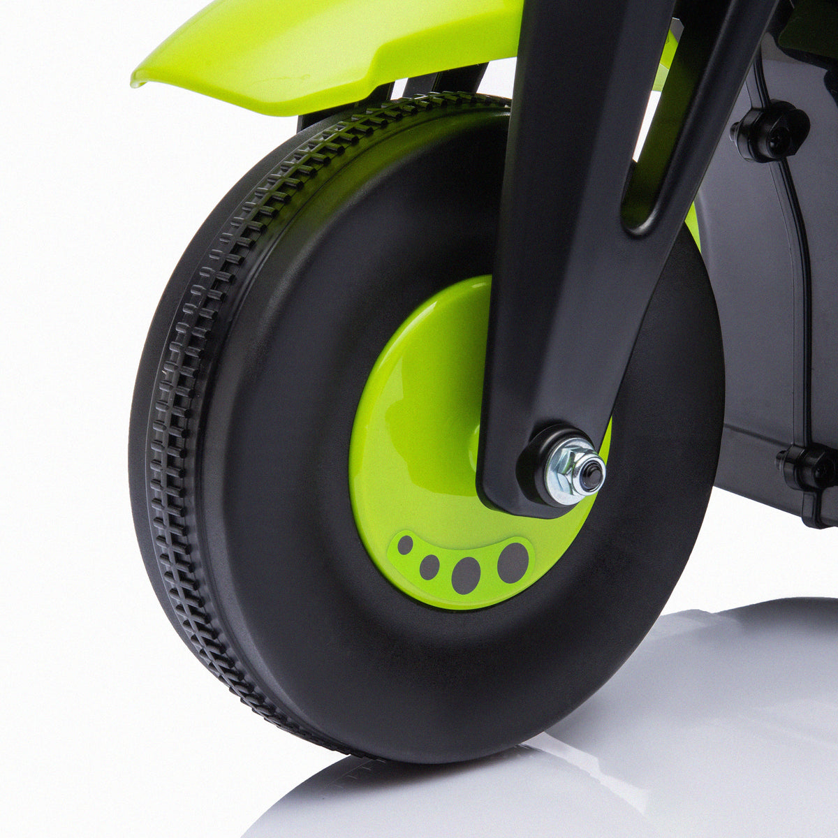 Moto électrique enfants 2-5 ans, 3 roues, 6 V, 3 km/h, avec fonction de bulles, effets lumineux et sonores, vert