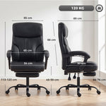 Chaise Bureau Ergonomique Inclinable, Fauteuil de Bureau en PU, Accoudoirs Synchronisés, Hauteur Réglable, Noir