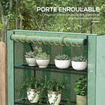 Mini serre de jardin à 4 étages avec bâche PE renforcée, porte enroulable et étagères 120 x 50 x 170 cm, vert