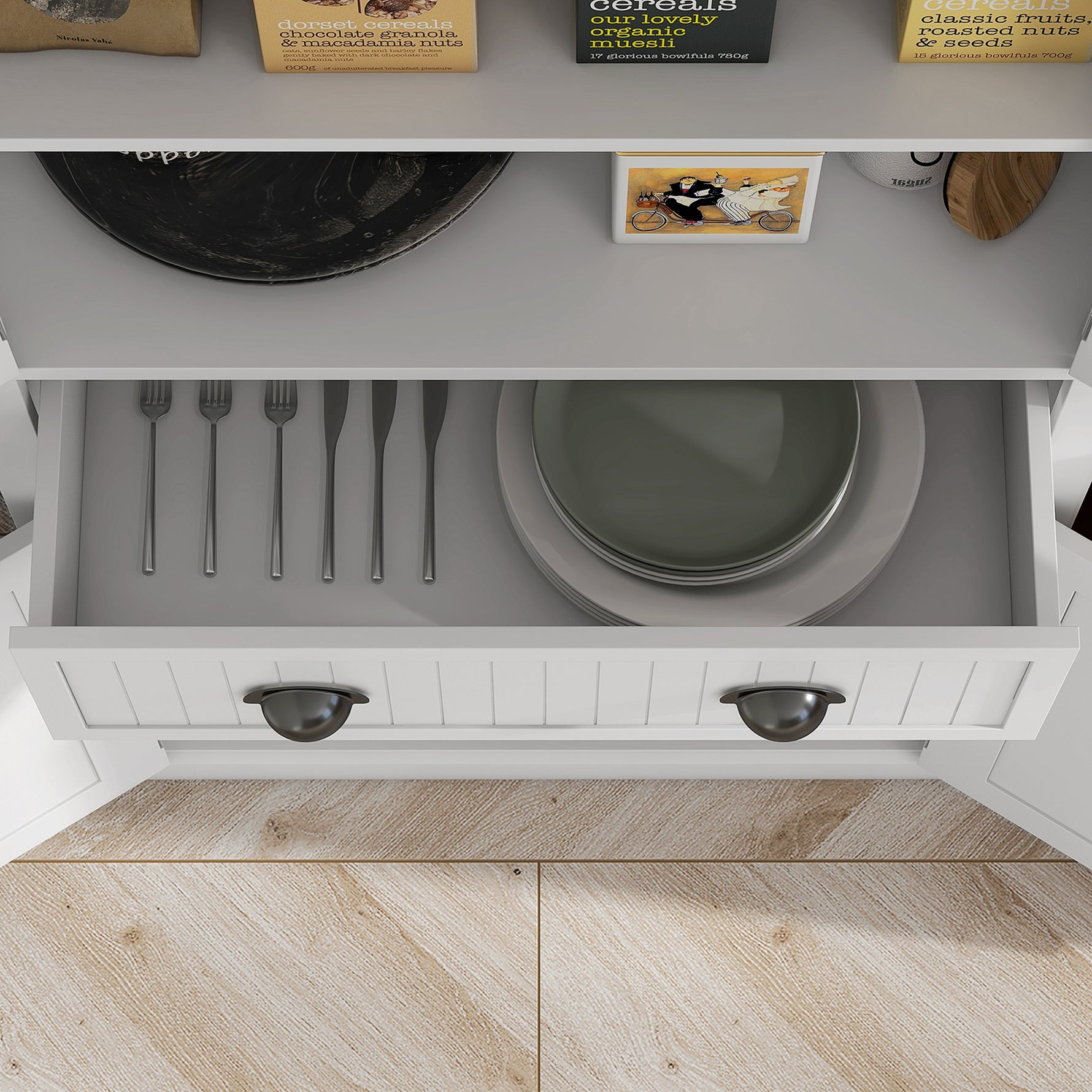 Armoire de cuisine buffet cuisine multi-rangements étagères réglables 4 portes grand tiroir 76,2 x 40,2 x 183 cm blanc