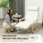 Fauteuil de salon fauteuil relax massant et chauffant dossier haut, appui-tête et repose-pieds, 67 x 95 x 101 cm, crème