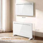 WLAN-fähiger Elektroheizkörper 1500 W, freistehend oder wandmontiert, Sprachsteuerung, 4 Modi, LED-Display, 70x21,5x43,5 cm, weiß