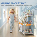 Kinderbücherregal mit 3 Ebenen, Kinderregal mit Stoffschublade, 93 x 30 x 76 cm, Weiß