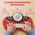 Kinderschlagzeug-Set mit Hocker, elektronischem Keyboard, Mikrofon, USB-Anschluss, 77,5x40x76,5 cm, Rot