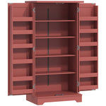 Buffet cuisine armoire de cuisine 5 niveaux avec portes et étagères réglables 60l x 40P x 120H cm grain de bois rouge