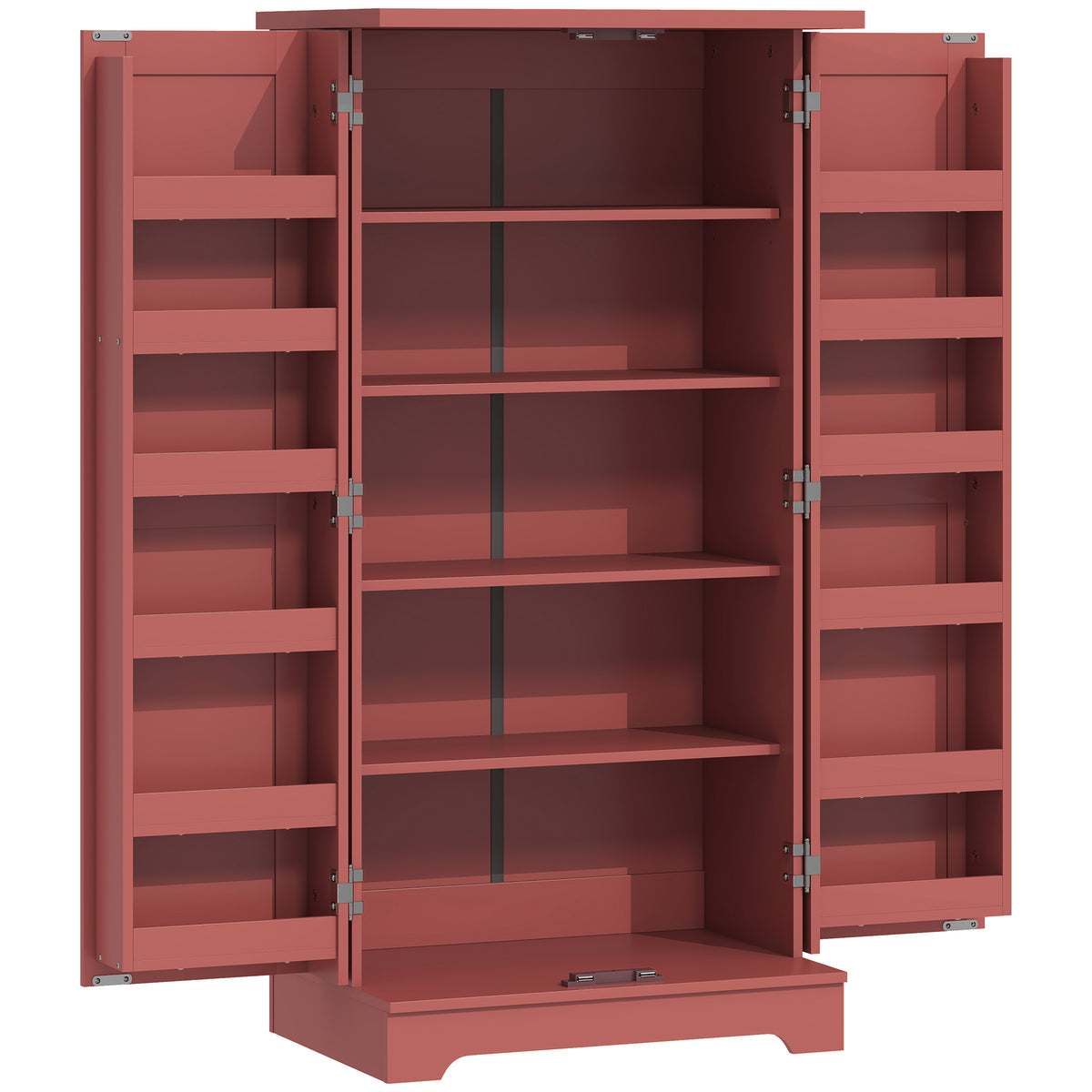Buffet cuisine armoire de cuisine 5 niveaux avec portes et étagères réglables 60l x 40P x 120H cm grain de bois rouge