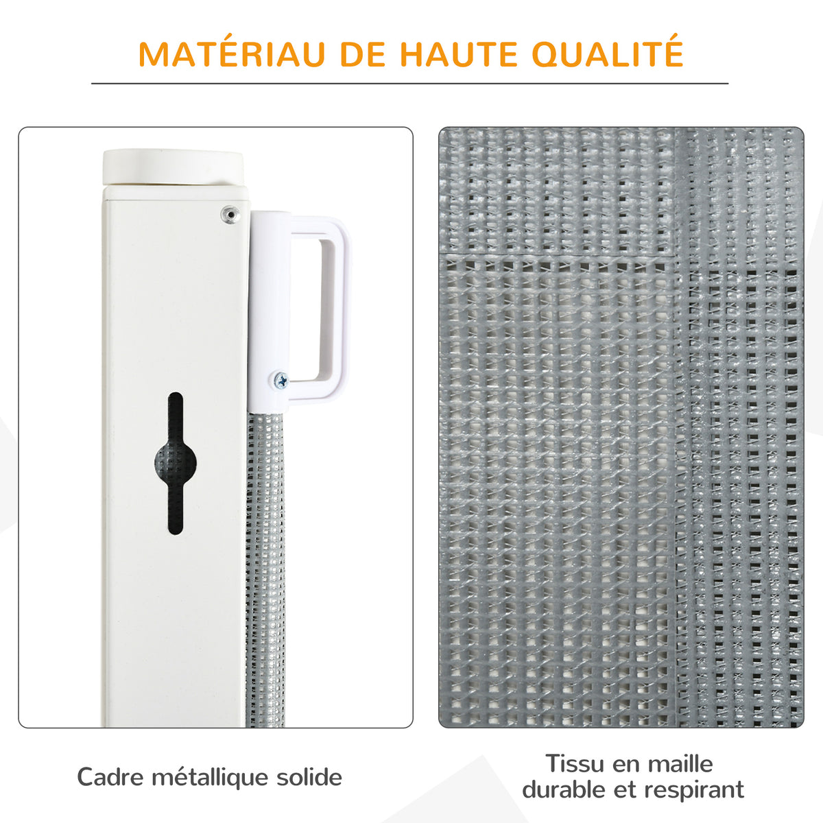 Lot de 2 barrières de sécurité barrière animaux rétractable automatique 1,15L x 0,83H m textilène acier  gris