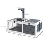 Maison enclos cage pour petit animal tortue avec 2 espaces support de lampe 81 x 48 x 31,5 cm gris