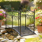 Pont de Jardin en Métal Style Baroque Passerelle Décorative avec Garde-Corps 91cm et Charge 100kg Noir
