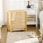 Wäschekorb aus Bambus mit herausnehmbarem Polyester-Baumwoll-Beutel und Deckel - Maße 50L x 36B x 60H cm natur