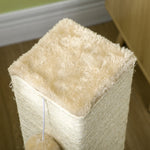 Poteau à gratter pour chat griffoir pour chat balle avec clochette 2 brosses de toilettage 59,5 x 39 x 79 cm beige crème