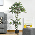 Arbre Artificiel Plante Artificiel ficus Hauteur 1,5 m Tronc Branches Liane Lichen Feuilles Grand réalisme Pot Inclus