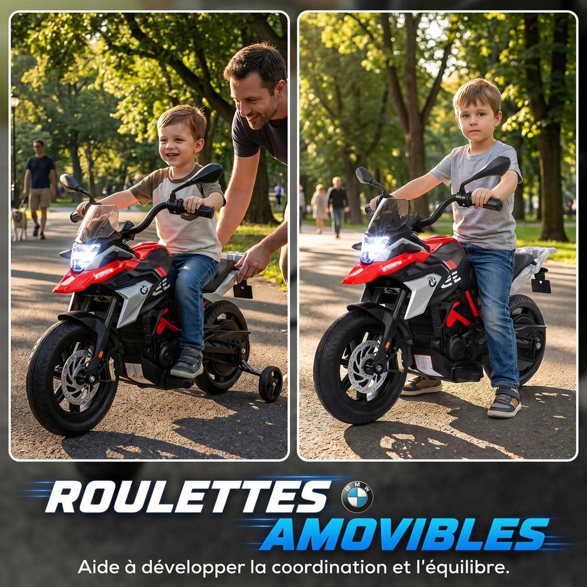 Moto elettrica per bambini 3-8 anni BMW G310 GS, batteria al litio 12V, 3-6 km/h, 102 x 62 x 73 cm, rosso