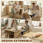 Mesa de comedor rectangular extensible para 4 a 6 personas, mesa de cocina de 110-130 cm, 6 estantes abiertos, madera natural