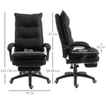 Fauteuil de bureau massant, chaise de bureau, chaise ergonomique avec hauteur réglable, dossier inclinable, repose-pied intégré et télécommande filaire, pivotant à 360°, toile de lin noir