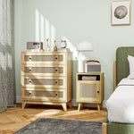 Table de chevet table de nuit avec placard porte cannage et niche design vintage 39 x 35 x 60 cm naturel