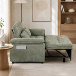 Canapé Convertible 2 Places, Canapé-Lit 3 en 1 Velours 137 cm, Dossier Réglable, Assise Large, 2 Oreillers, Vert