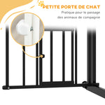 Barrière de sécurité animaux chien porte fermeture automatique sans perçage de 74 à 80 cm acier noir