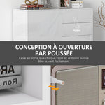Commode Buffet Meuble de Rangement 2 tiroirs 2 Portes avec étagère 79 x 36 x 74 cm Blanc brillant