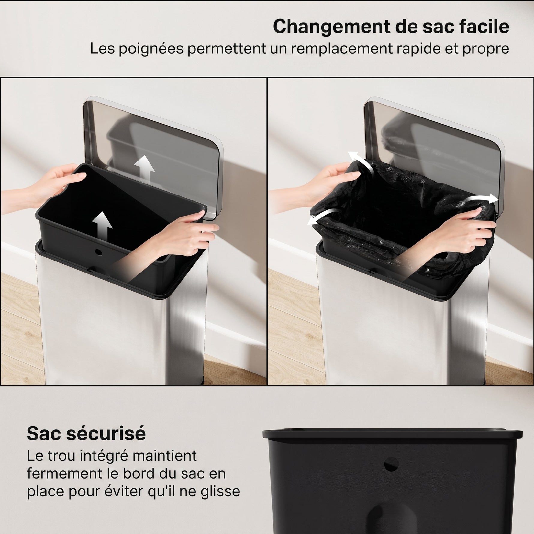 Poubelle de Cuisine 20 L en Acier Inoxydable, Poubelle avec Pédale, Couvercle à Fermeture Douce, Argenté