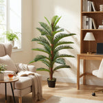 Palmier Artificiel palmier 120 cm avec 24 Feuilles en PEVA, Plante Décorative avec Pot en Plastique, Vert