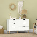 Commode 6 tiroirs meuble de rangement 5 pieds biseautés en bois  120 x 40 x 76 cm blanc