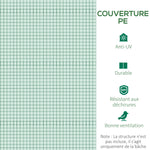 Bâche de Rechange Serre Tunnel 6 m², bâche 3 x 2 x 2 m PE Anti-UV imperméable 6 fenêtres + Porte Enroulable zippée Vert