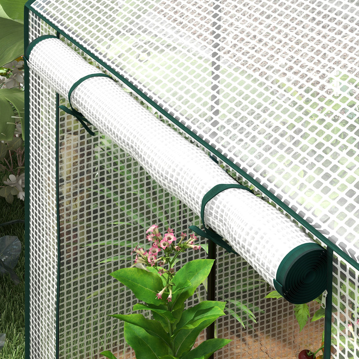 Serre de jardin avec 2 espaces et 2 portes enroulables - 0,8 m² Serre à tomates dim. 1L x 0,8l x 1,5H m, Acier et PE