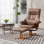 Fauteuil relax inclinable 135° pivotant 360° avec repose-pieds revêtement microfibre marron