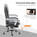 Fauteuil de bureau direction massant chauffant hauteur réglable dossier inclinable toile de lin gris