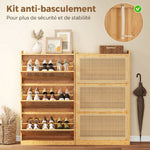 Meuble à chaussures 14 paires, armoire à chaussures 3 tiroirs rabattables, étagères réglables 69x29x119,8cm bois naturel