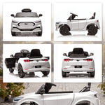 Coche eléctrico infantil Ford Mustang Mach-E con licencia oficial 12 V, mando a distancia 2,4 G, 2 motores, 92x55x44 cm, blanco