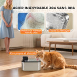Fontaine à eau pour chat automatique en inox 5L, silencieuse, distributeur eau chat 3-étapes filtre chargeur USB, argent